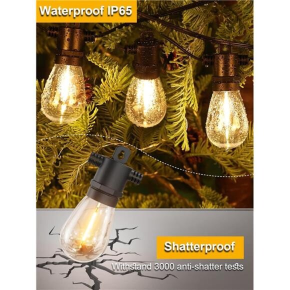 Outdoor String Lights 100 FT, Patio Light for Outside with Shatterproof Bulbs - Picture 2 of 7